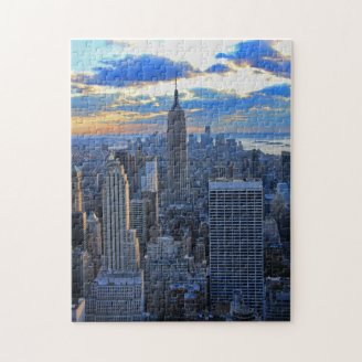Late afternoon NYC Skyline as sunset approaches Puzzle