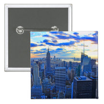 Late afternoon NYC Skyline as sunset approaches W Button