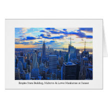 Late afternoon NYC Skyline as sunset approaches W Cards