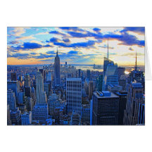 Late afternoon NYC Skyline as sunset approaches W Greeting Cards