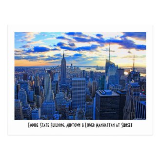 Late afternoon NYC Skyline as sunset approaches W Post Card