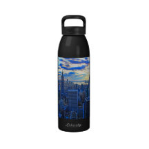 Late afternoon NYC Skyline as sunset approaches W Reusable Water Bottle