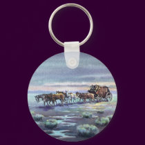LATE AFTERNOON STAGECOACH by SHARON SHARPE keychains