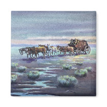 LATE AFTERNOON STAGECOACH by SHARON SHARPE magnets