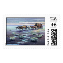 LATE  AFTERNOON STAGECOACH by SHARON SHARPE postage