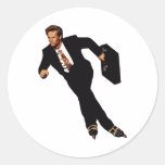 Late For Business Rollerblade Skater Meme Round Sticker