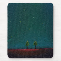 Late Night Meeting dark starry sky nature tree art mousepads