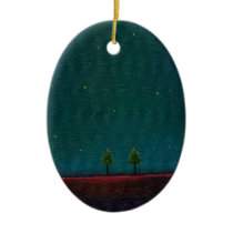 Late Night Meeting dark starry sky nature tree art ornaments