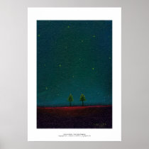Late Night Meeting dark starry sky nature tree art posters