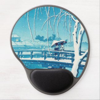 Late Snow Along Edo River hasui kawase winter art Gel Mousepads