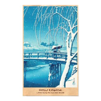 Late Snow Along Edo River hasui kawase winter art Print