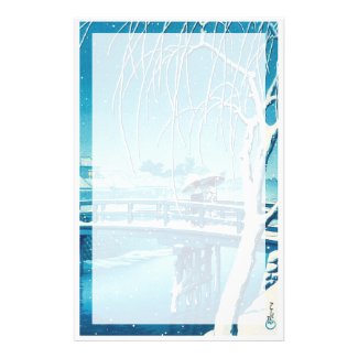 Late Snow Along Edo River hasui kawase winter art Stationery Design