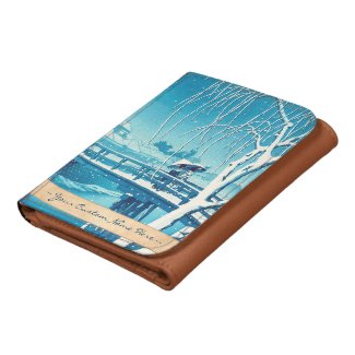 Late Snow Along Edo River hasui kawase winter art Tri-fold Wallet