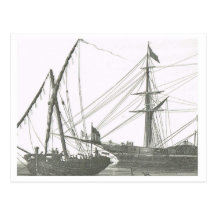 Lateen and square rigged ships 1800s post cards