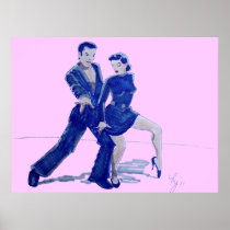 Latin Ballroom Salsa Dancing Cartoon Posters