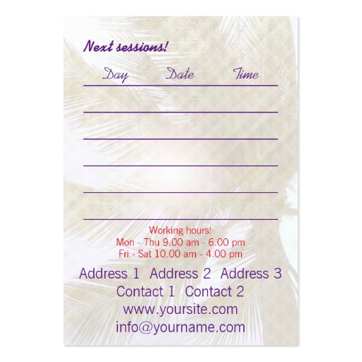 LATIN DANCE WORKOUT - Business-, Schedule Card Business Cards (back side)