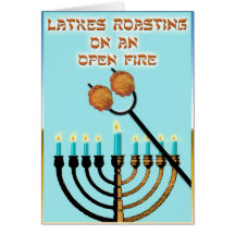 Latkes Roasting on an open fire... Greeting Card