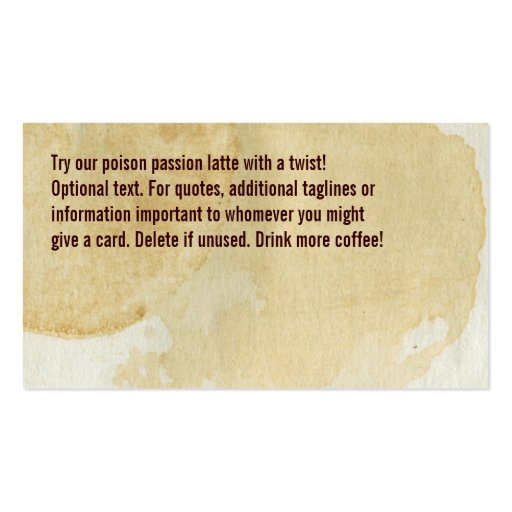 Latte for Lunch Coffee Drink Punch Card Business Card Templates (back side)