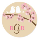 Latte & Green Cherry Blossom Wedding Stickers