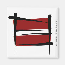 Latvia Brush Flag Magnets