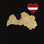 Latvia Flag Heart Map Fitted AA T-Shirt