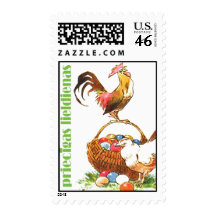 Latvian Easter stamp with rooster