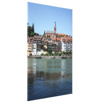 Laufenburg, Switzerland, view towards Germany Stretched Canvas Print