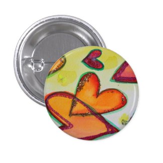 Laugh Hearts Flying Art Buttons or Pins Jewelry