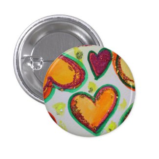 Laugh Hearts Pink Bliss Art Buttons or Lapel Pins