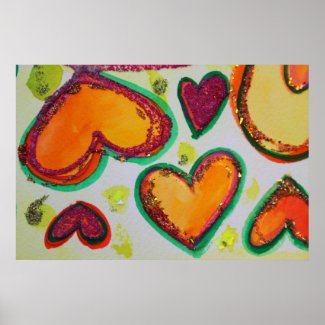 Laugh Hearts Pink Bliss Painting Art Poster Print print