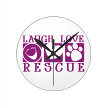 Laugh Love Rescue Round Wall Clock