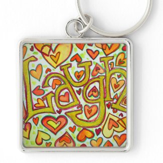 Laugh Word Glitter Art Painting Keychains 9Square)