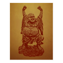 Laughing Buddha (dark red) Post Cards