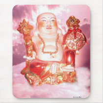 Laughing Buddha Sitting On Cloud Mousepad by Buddhans_Mousepads Laughing Buddha Sitting On Cloud Mousepad