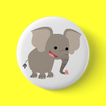 Laughing Cartoon Elephant  Buttonne Badge