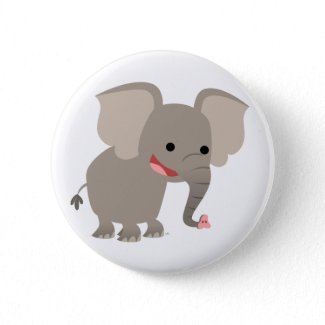 Laughing Cartoon Elephant Button Badge button
