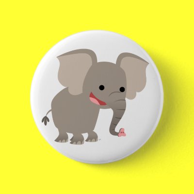 Laughing Cartoon Elephant  Button Badge by Lioness_Graphics