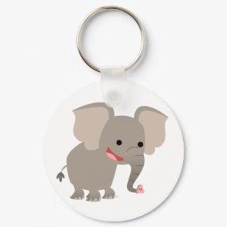 Laughing Cartoon Elephant Keychain keychain