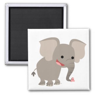 Laughing Cartoon Elephant Magnet magnet
