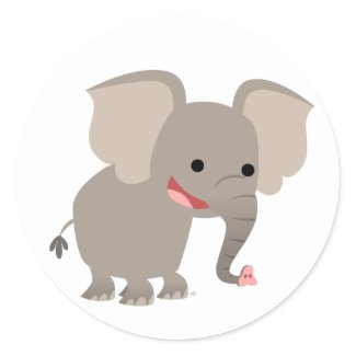 Laughing Cartoon Elephant Sticker sticker