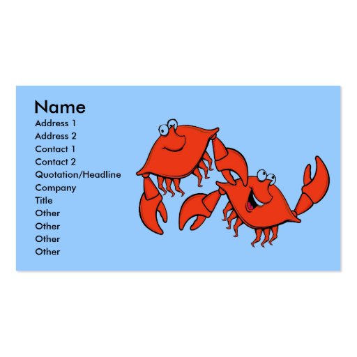 Laughing Crabs, Business Card Templates (front side)