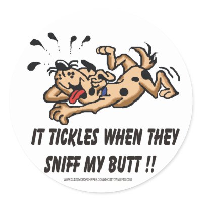 Laughing Dog 1 Round Sticker by Ghosttown_Gifts