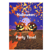 Laughing Halloween Party Pumpkins Personalized Announcement