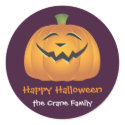 Laughing jolly pumpkin custom Halloween gift tag sticker