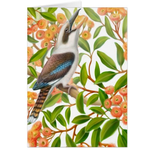 Laughing Kookaburra in Gum Tree Card card