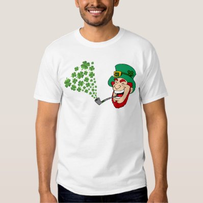 Laughing Leprechaun Smoking Shamrocks T-shirts