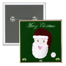 Laughing Santa Button (Red)