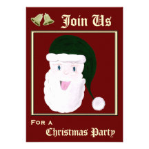 Laughing Santa Invitations (Green)
