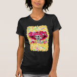 Laughing Skeleton Woman in Red Bonnet T-shirt