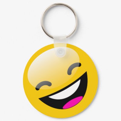 LAUGHING SMILEY FACE KEYCHAIN by dgpaulart